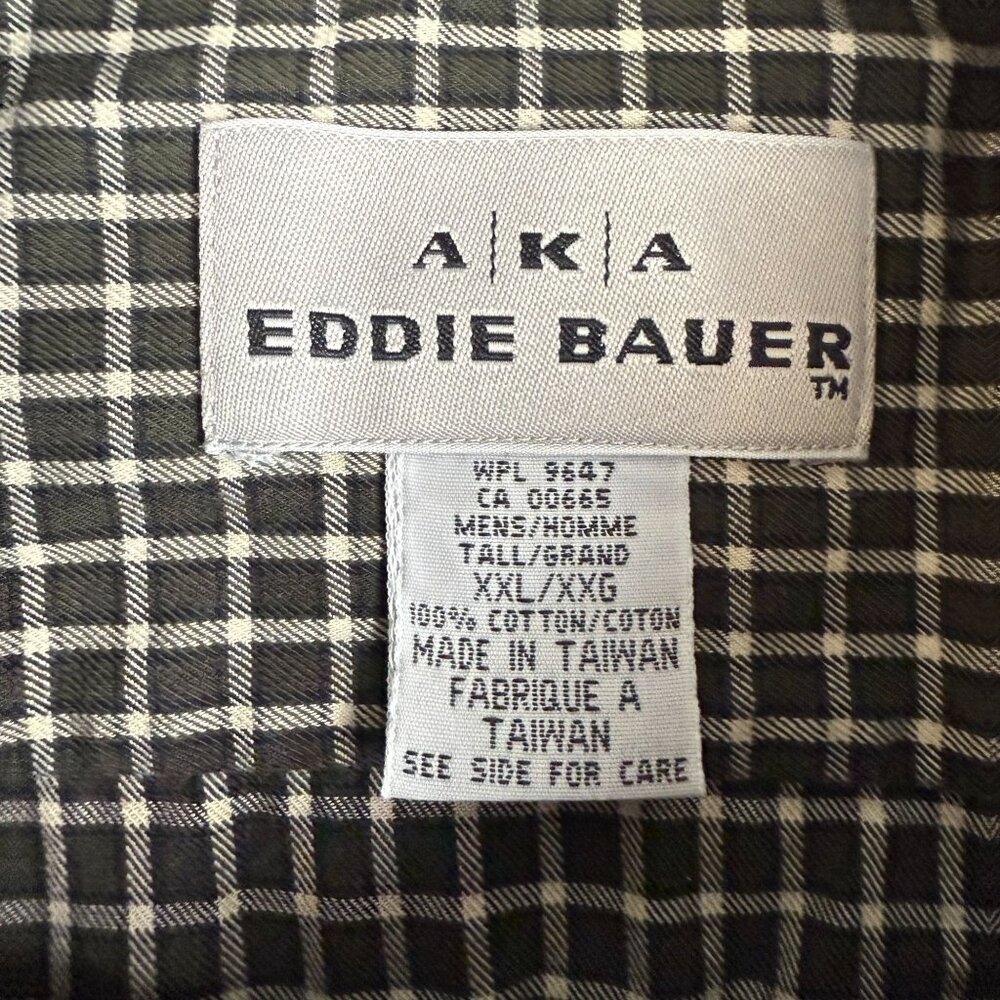 Eddie Bauer AKA Button Down Shirt Mens 2XL Checkered Long Sleeve Cotton Leisure - Picture 6 of 7